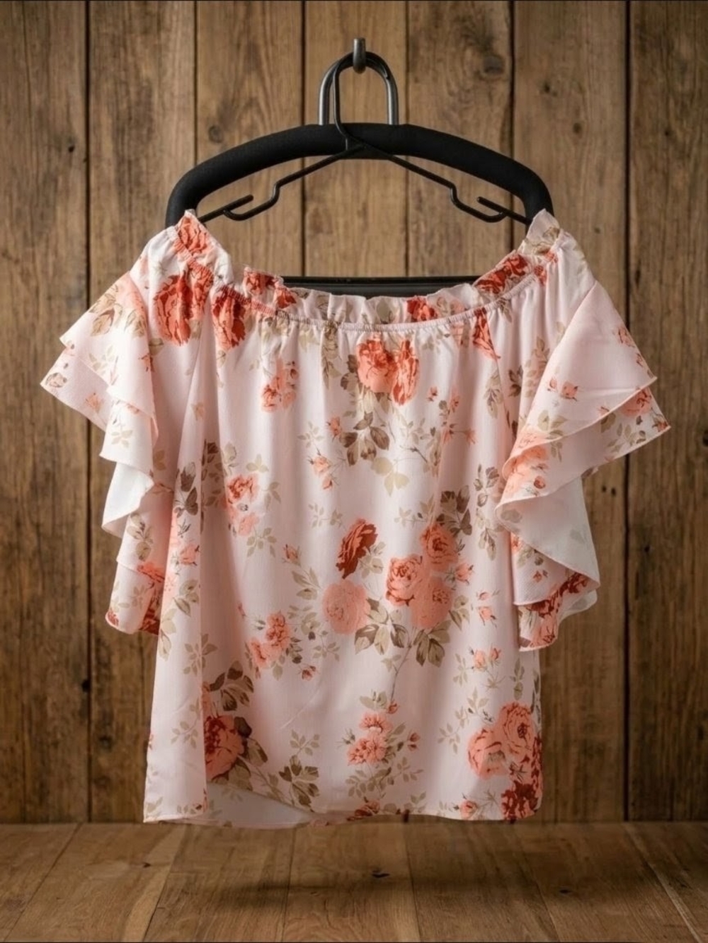 Floral Off-Shoulder Ruffle Top - Pink - Picture 2 of 8